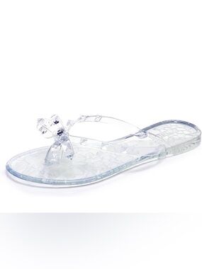 Women's Clear Jelly Bow Thong Sandals - Transparent